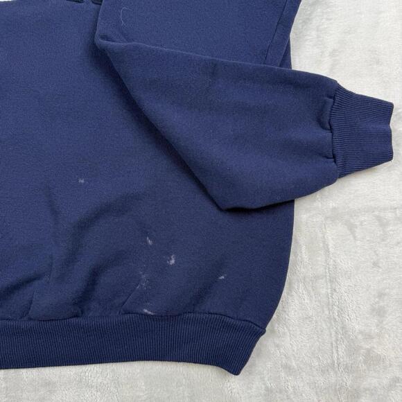 Hanes USA Chenille Patch Crewneck Sweatshirt Navy Vintage Style Size L Retro Y2K - Picture 4 of 8